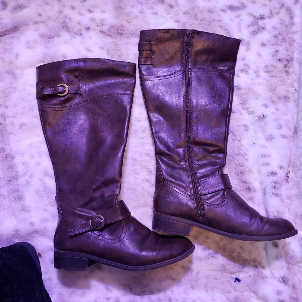 Brown knee-high boots